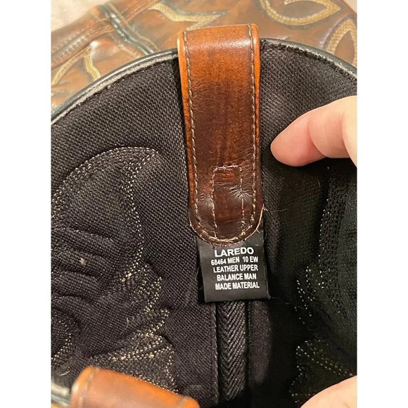 Laredo Mens Pinehurst Western Boot 10 EW Brown Leather Cowboy - Picture 2 of 8